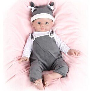 Real Full Body Silicone Reborn Baby Dolls Girl 19 inch Black White Soft Newborn